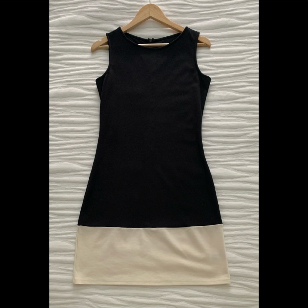 Black and Cream Color-Block Dress